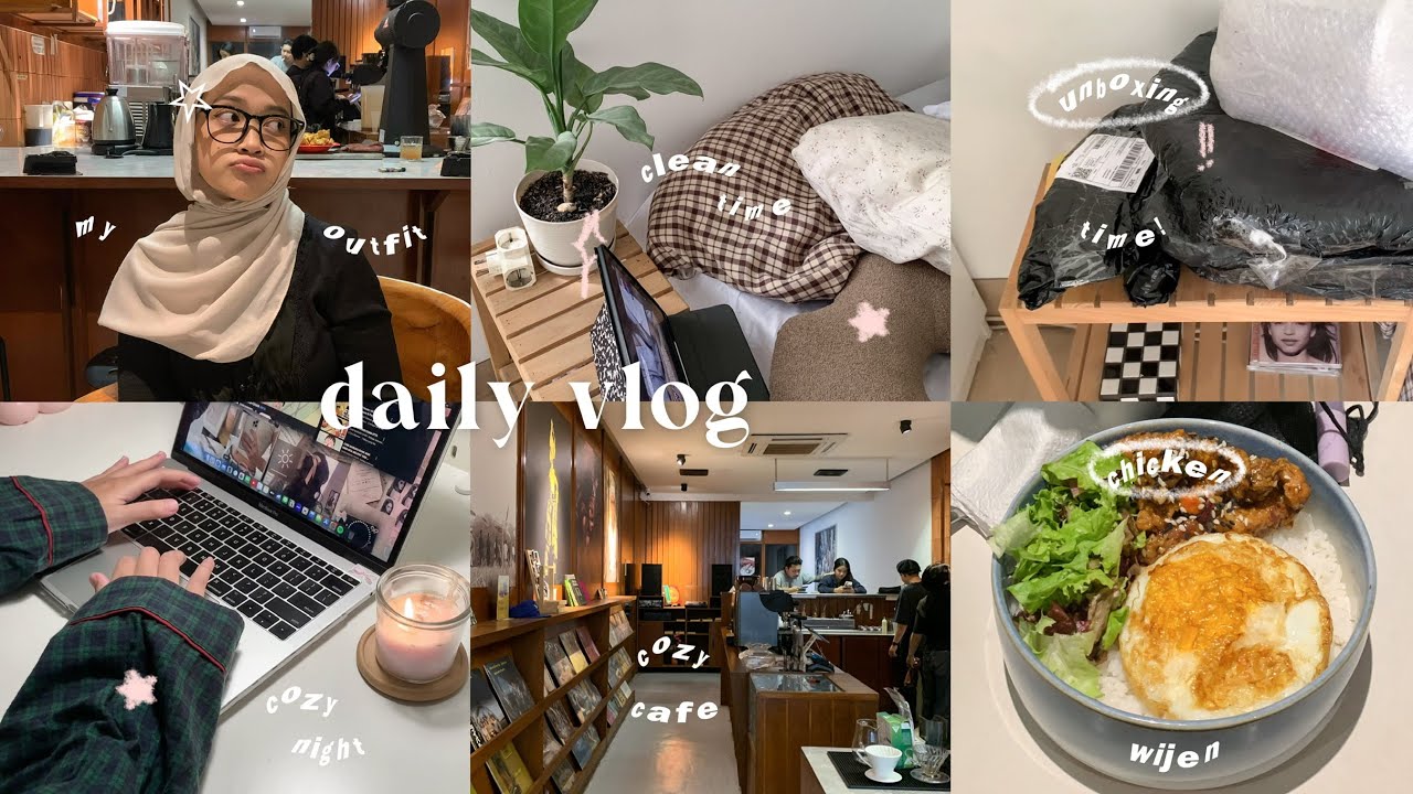 daily vlog🥟🧸: productive day , clean room , unboxing , cat , cute cafe , with friends , cozy night🥯