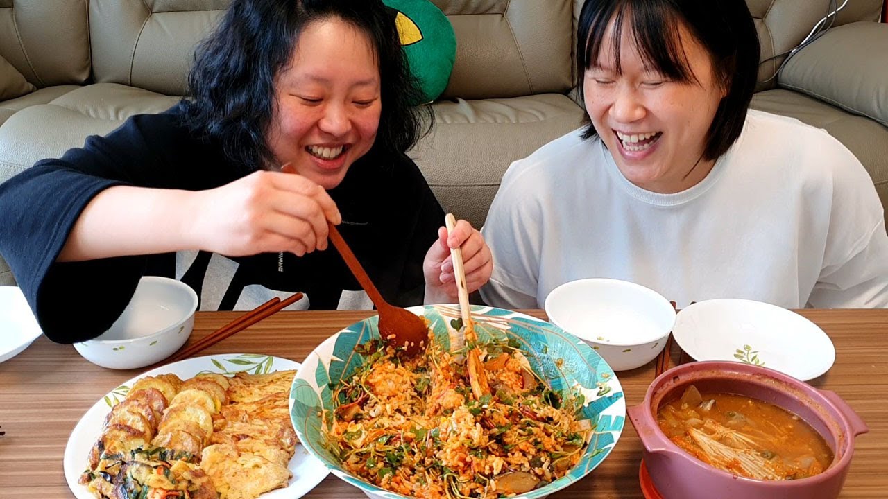 집에서 밥해먹는 일상먹방 브이로그 (새싹비빔밥, 된장찌개, 전) | Home meal ( Sprout Bibimbap, Doenjang-jjigae, Jeon) Mukbang
