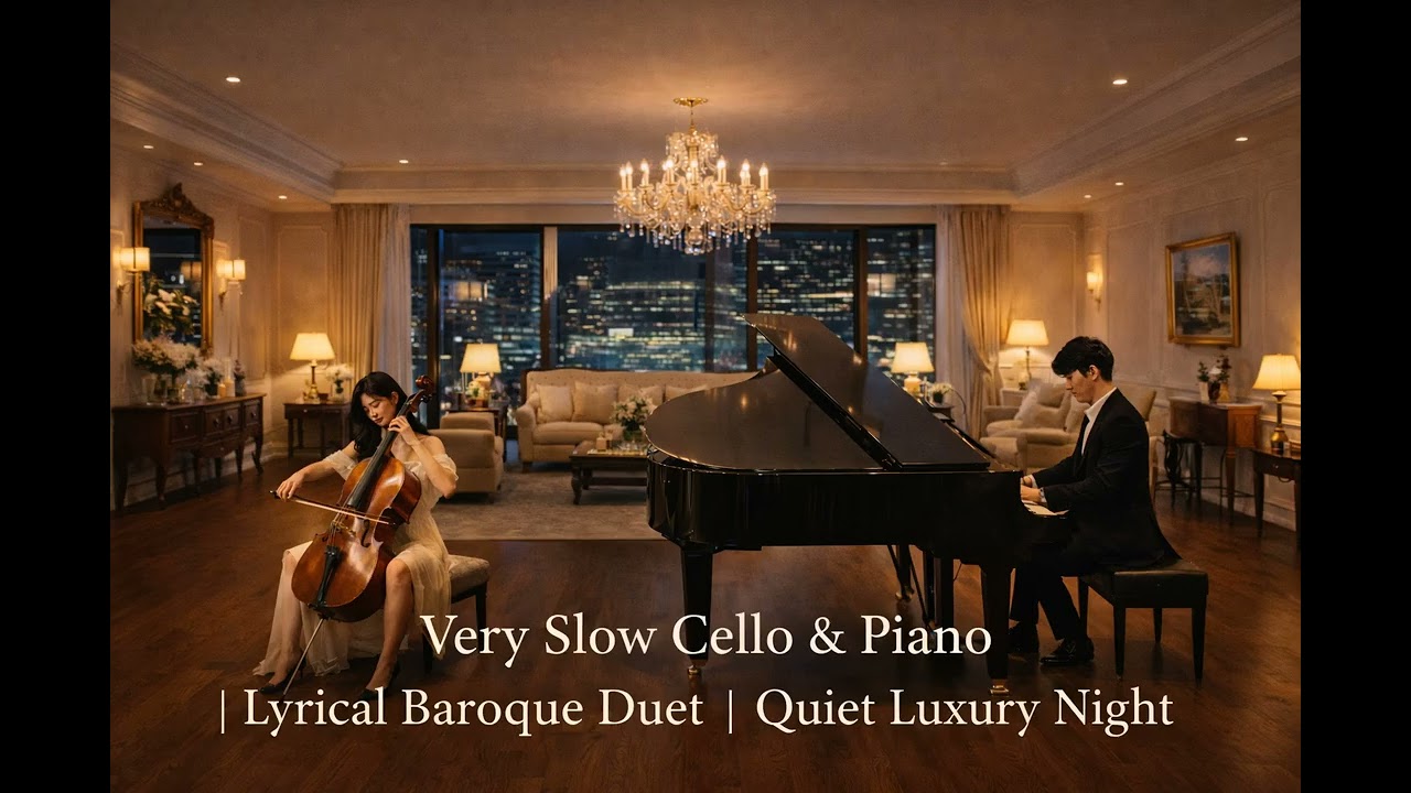 Very Slow Cello & Piano │ Lyrical Baroque Duet │ Quiet Luxury Night