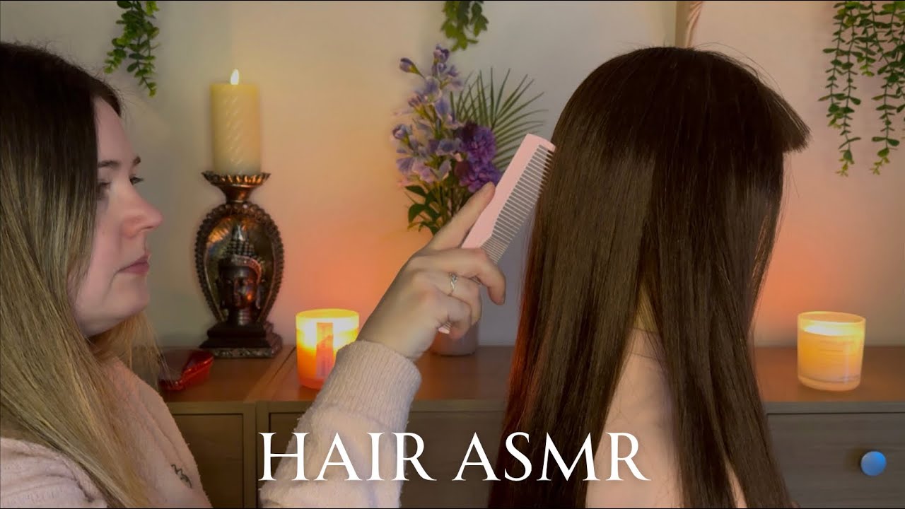 ASMR Whispered Precise Hair Splitting & Parting, Hair Brushing, Hair Play & Gentle Touching