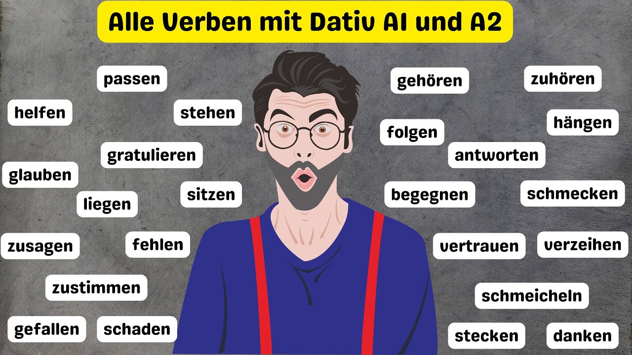 Die 25 wichtigsten Dativ-Verben A1A2 mit Beispielen|Most common dative verbs in German with examples