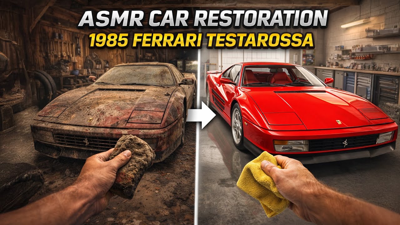 ASMR Car Restoration Full Rebuild of 1985 Ferrari Testarossa from Abandoned Condition to Looking New
