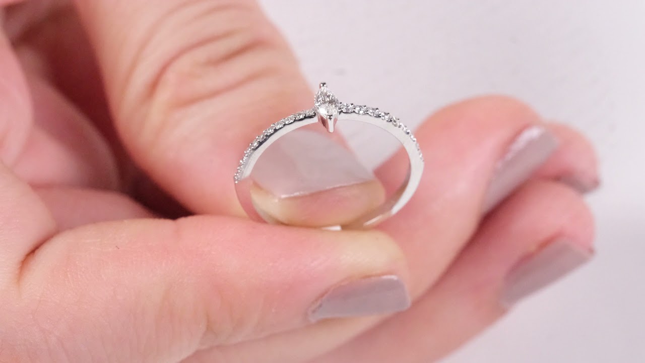 0.23 Karat Markiz Tektaş Pırlanta Y&uuml;z&uuml;k 14 Ayar  PYZ00229