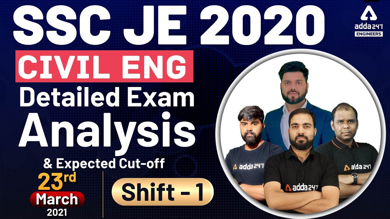 SSC JE 2020 Civil  Engineering Exam analysis | 23rd March Shift 1 | SSC JE CIVIL Expected Cut-Off