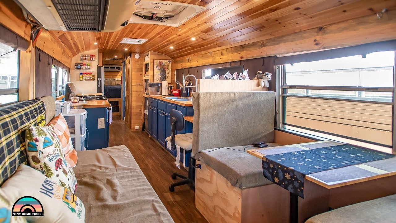 Engineers DIY School Bus Tiny Home - Off Grid W/ Large Kitchen