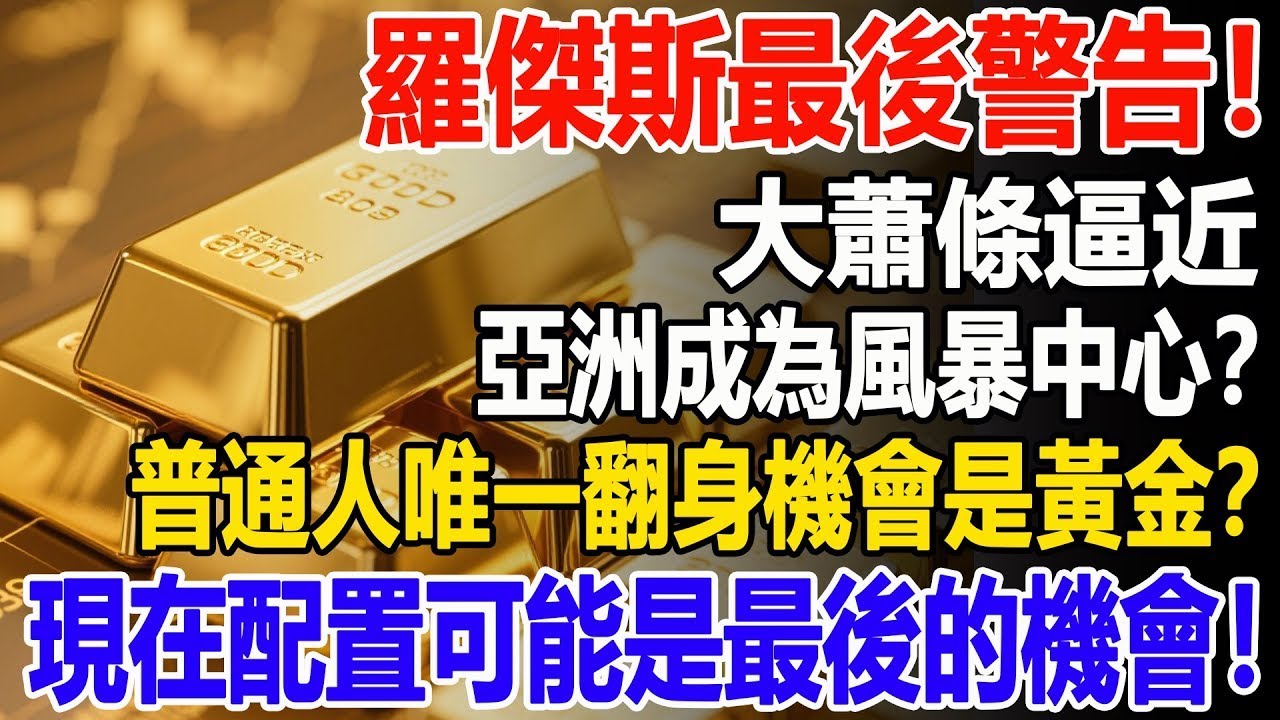 羅傑斯最後警告！大蕭條逼近，亞洲成為風暴中心？普通人翻身的唯一機會是黃金？現在配置可能是最後的機會！#黃金#羅傑斯#大蕭條#金價#投資#理財#晚年幸福#晚年生活#退休生活#退休