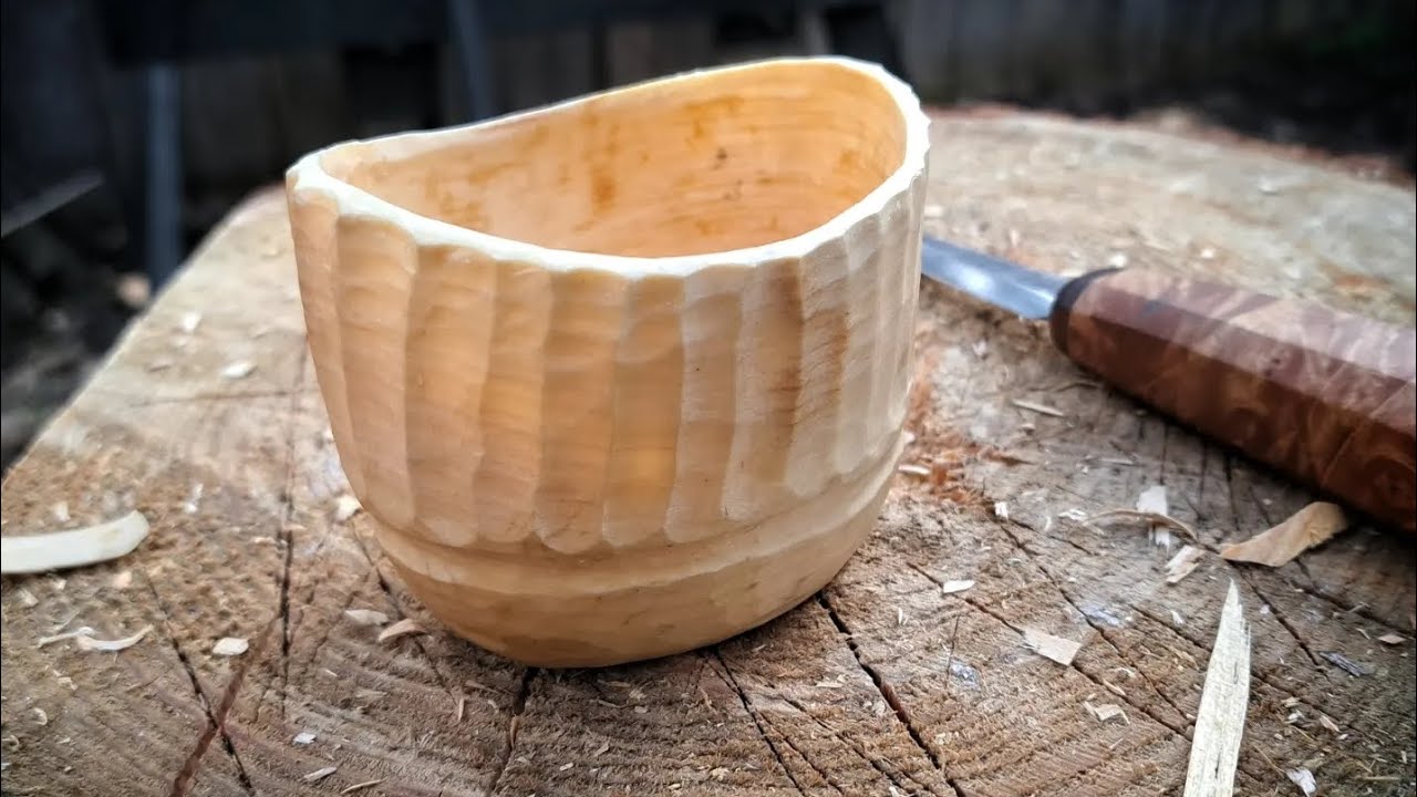 Birch Green Wood Tea Cup Complete! #woodcraft #spooncarving #woodencup #sloyd