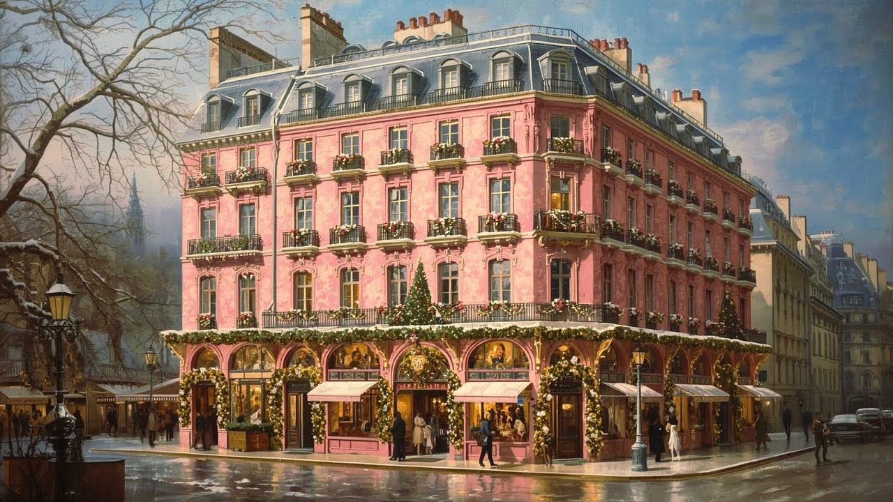 Paris Christmas 🎄 Relaxing Instrumental Music 🎶 Pink Christmas Ambience 🩷 Musique De Noël
