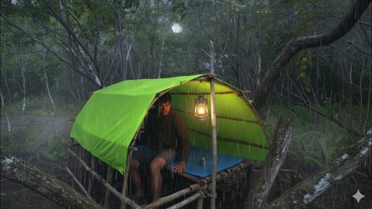 CAMPING DI TENGAH HUTAN SAAT HUJAN TURUN, BERTAHAN DI SHELTER DAN DI GUYUR HUJAN SAMPAI MALAM 