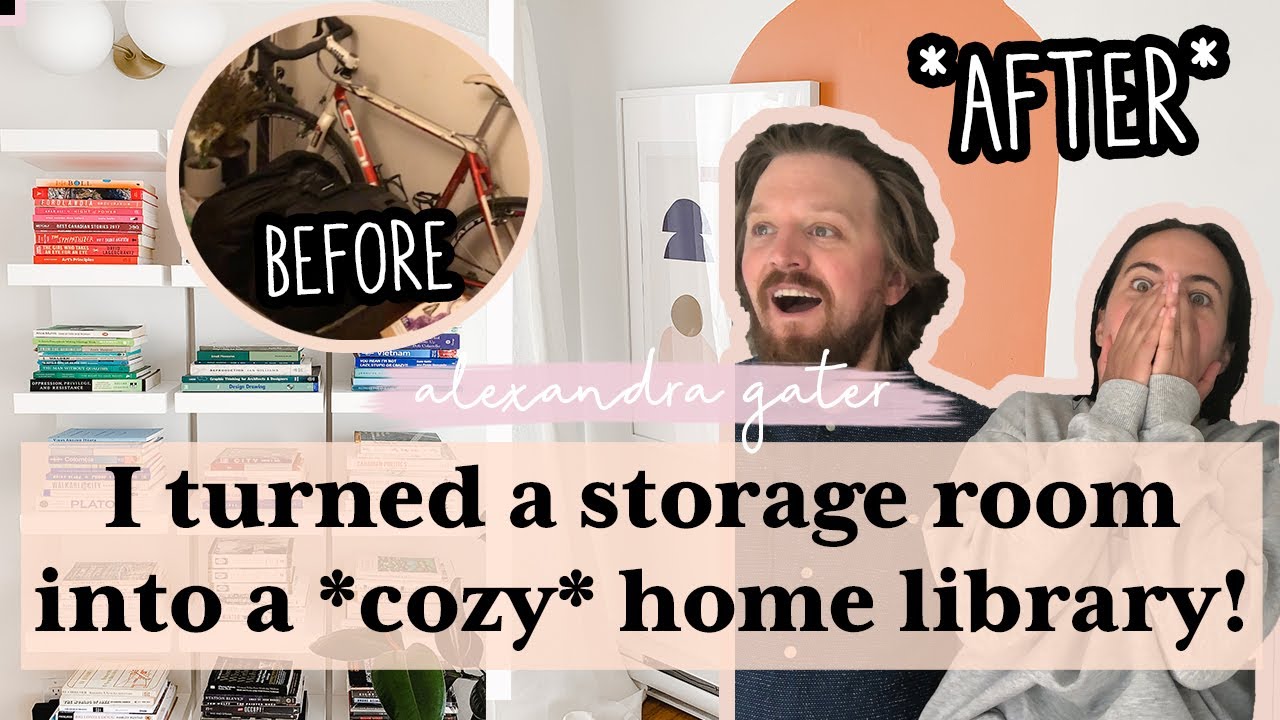 *EPIC* DIY STORAGE ROOM TURNED LIBRARY MAKEOVER