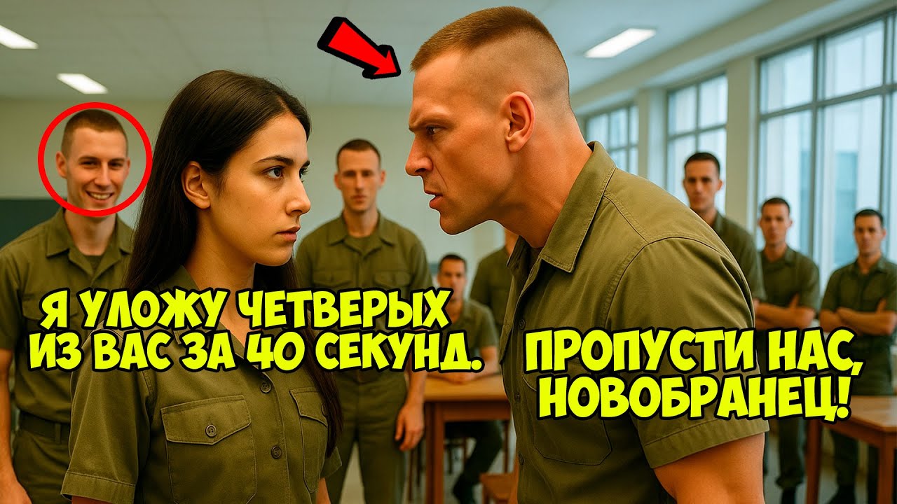 4 новобранца решили унизить её в столовой — но через 40 секунд они лежали на полу!