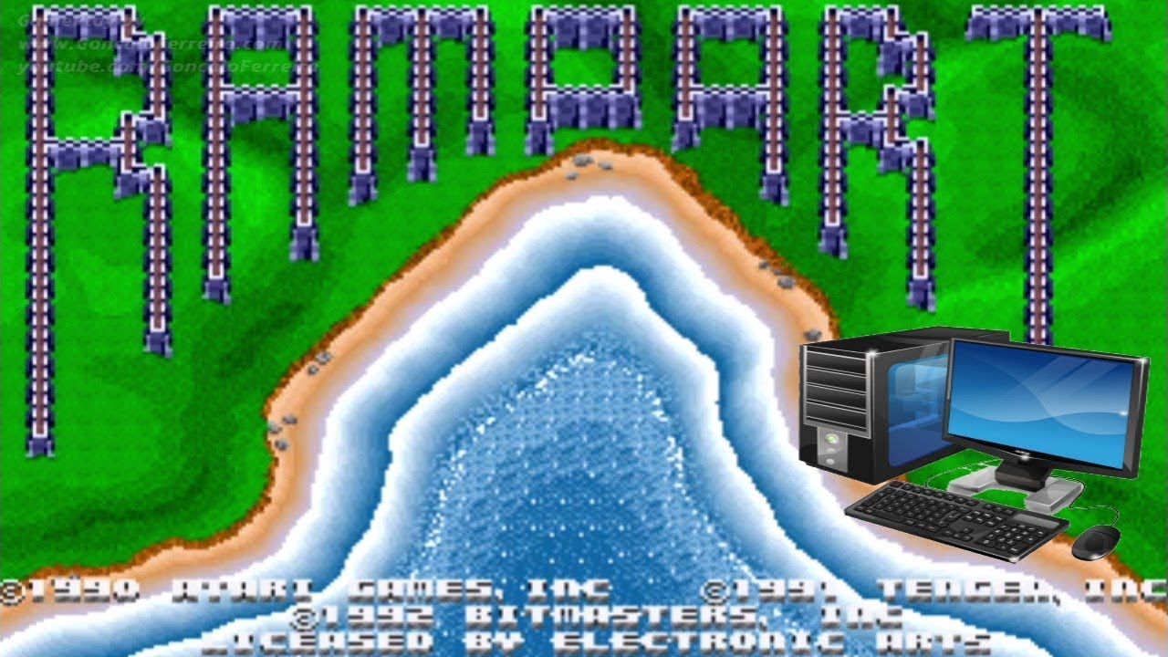 Rampart GamePlay - PC-DOS Version (1992, Atari Games, Electronic Arts, Bitmasters) - Up To 3 Players