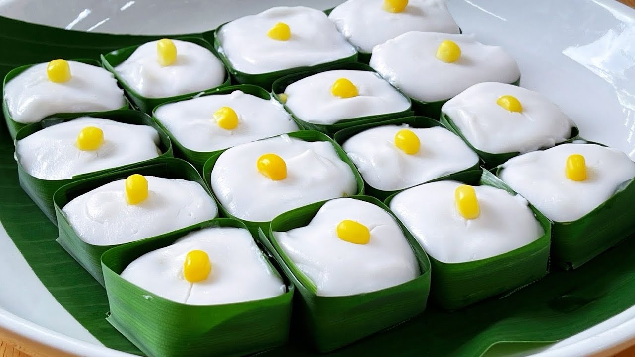 ตะโก้ข้าวโพด ขนมไทย หอม หวาน อร่อย
