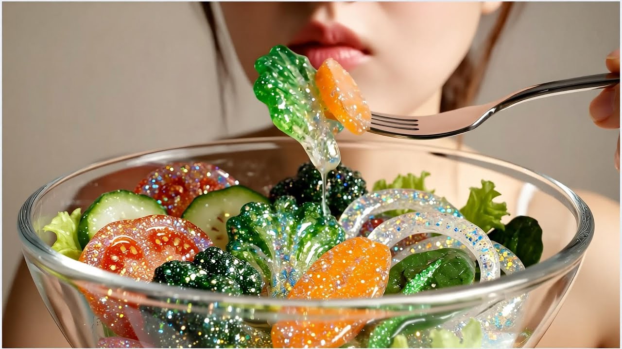 Making the Ultimate Crisp Glass Garden Salad 🥒🥦✨ Oddly Satisfying ASMR
