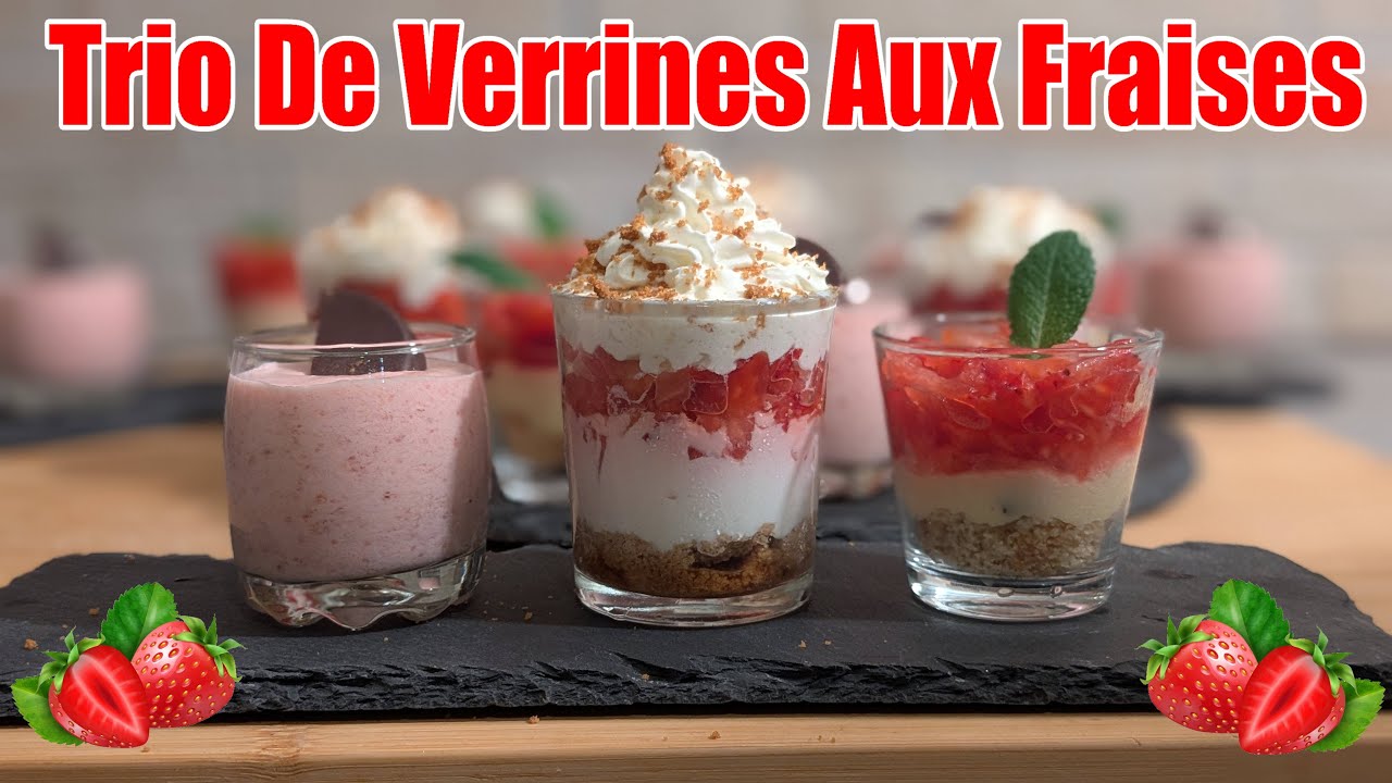 🍓3 VERRINES AUX FRAISES DESSERTS DELICIEUX🍓