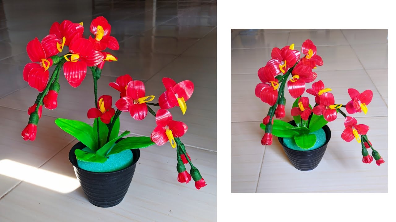 cara membuat bunga anggrek dari sedotan kreatif | DIY orchid from drinking straw