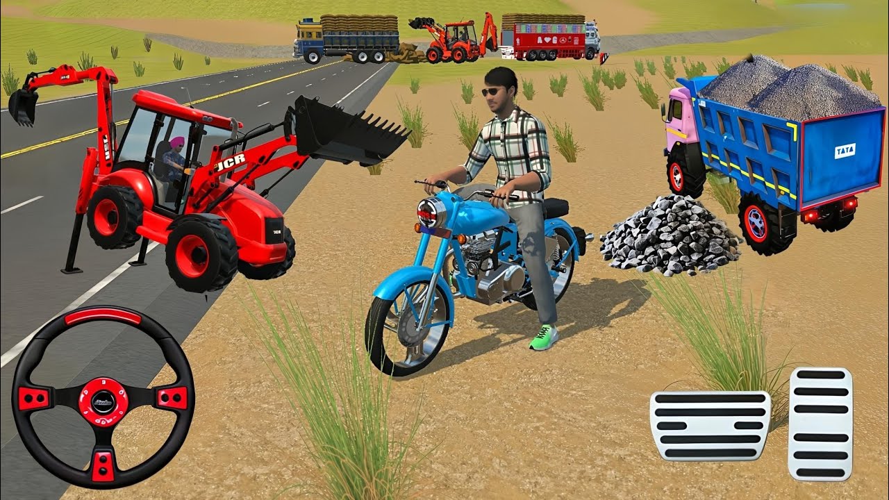 🔴Drive JCB and Uploading 🪨🏗Stone From Dumper🌋 Truck in Game #truck​ #jcb​ #tractor​ #dumper​ #games​