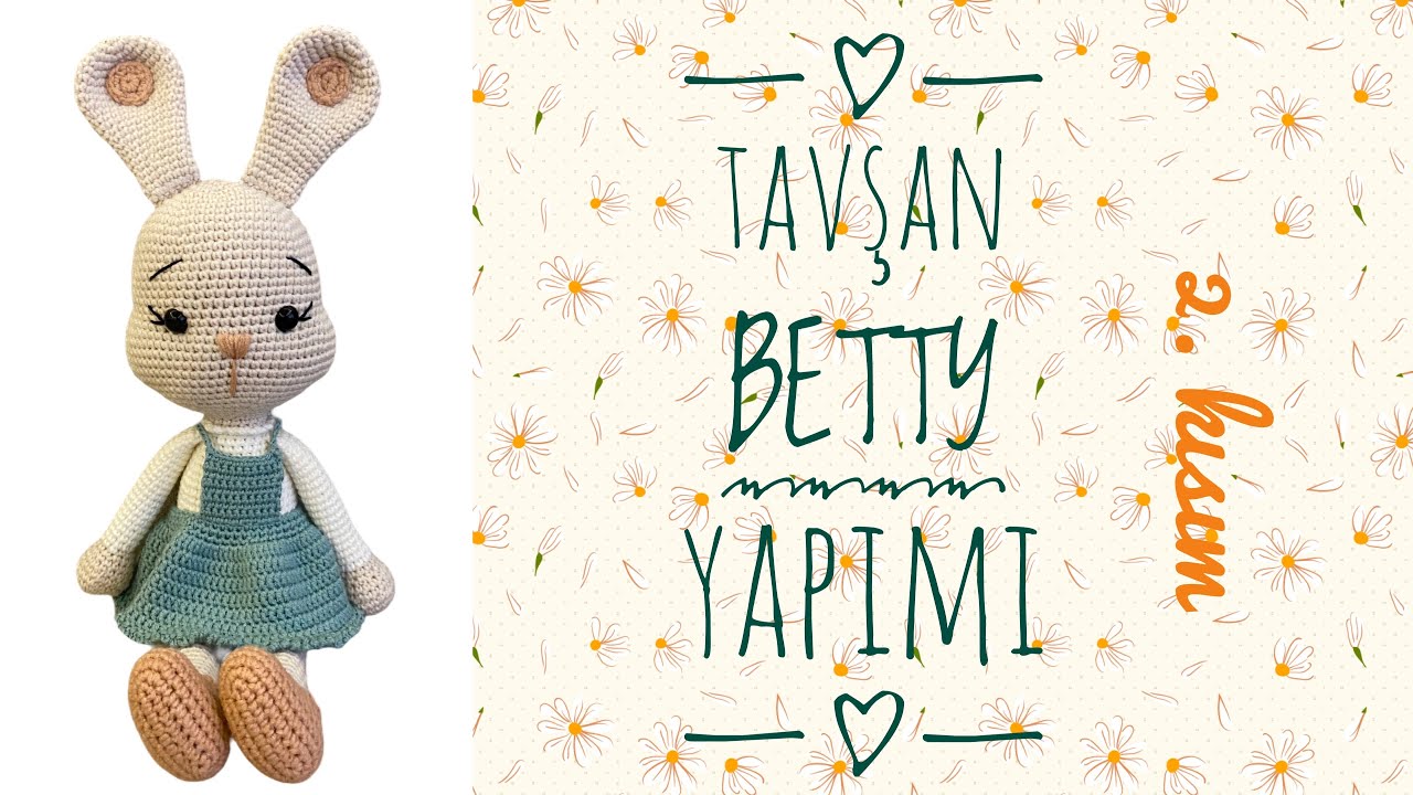 AmigurumiTavşan Betty🐰 ENGLISH SUBTITLES (Kafa,Kulak,Elbise,Birleştirme) 2/2