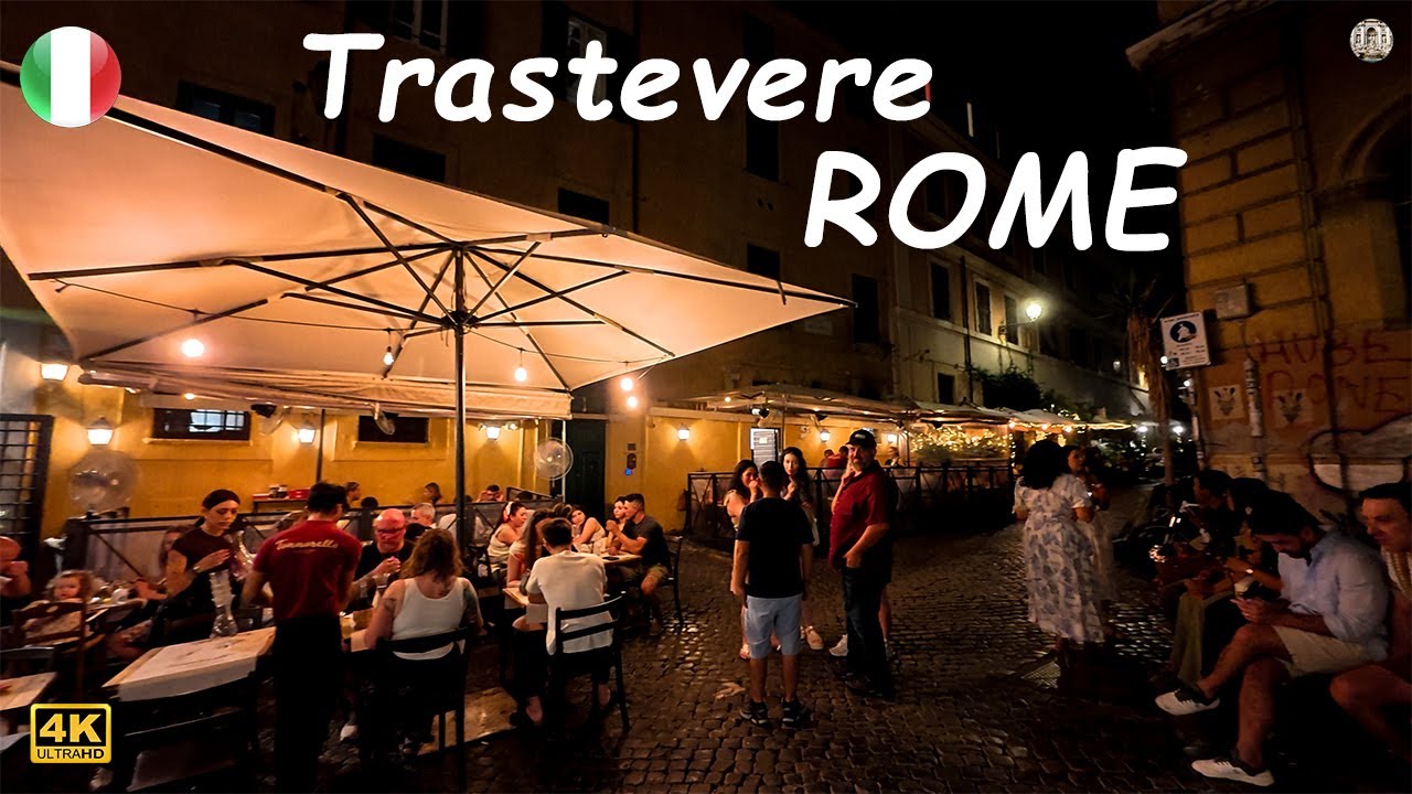 Rome, Trastevere in August 2025 what look like? - Walking Tour in 4k60