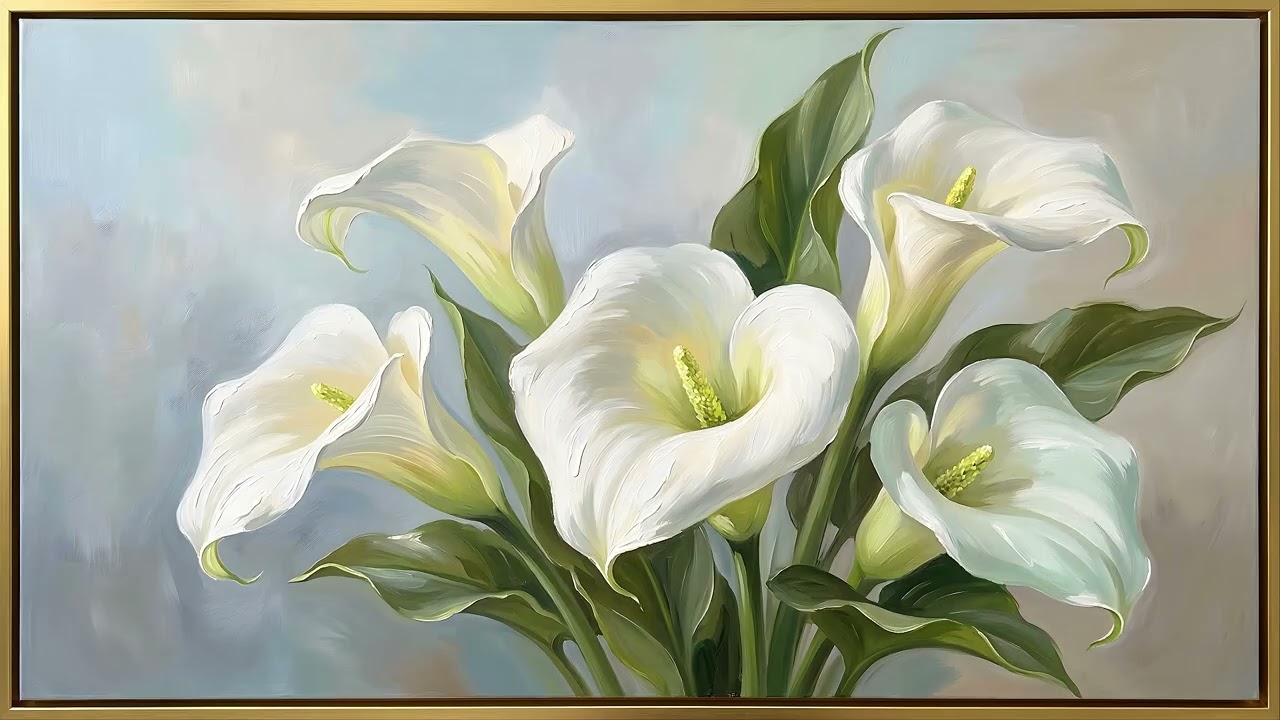 White Calla Lily 4K | Modern Gold Frame TV Screensaver | 2 Hour Spring Floral