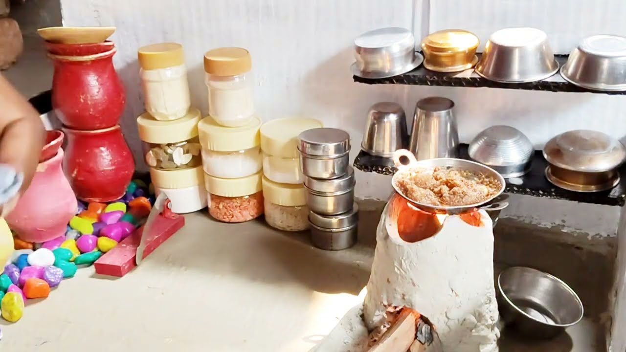 💁मिनी किचन की पहली रसोई ✨🌸 #minikitchen #cooking #halwa #puja#miniature #viralvideo 