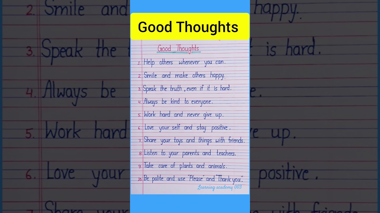 #Good Thoughts #10 Small And Easy Good Thoughts For School Assembly #Good Thoughts In English