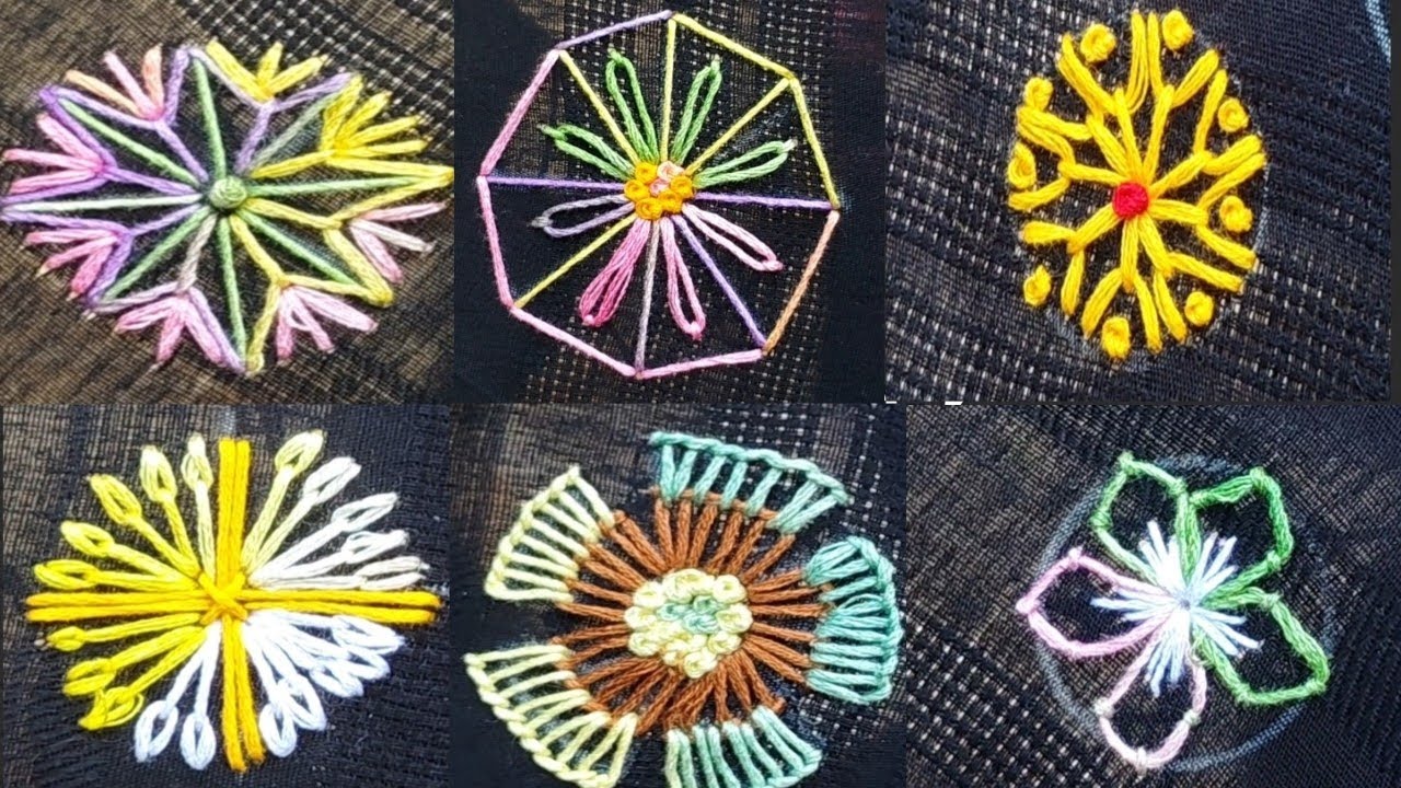  ৬ টি খুবই সহজ সেলাই দিয়ে এমব্রয়ডারি। Easy 6 type embroidery designe for baby dress.