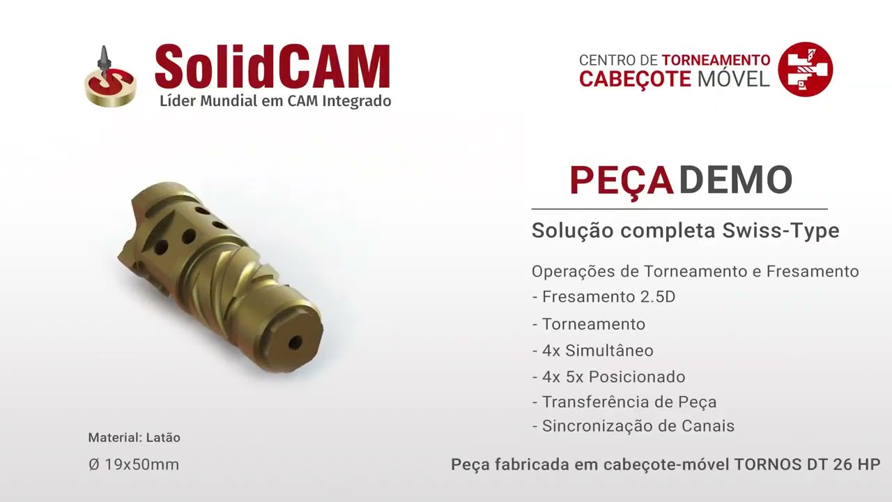 Torno CNC DT26 HP: Usinagem avançada com SolidCAM Swiss-Type