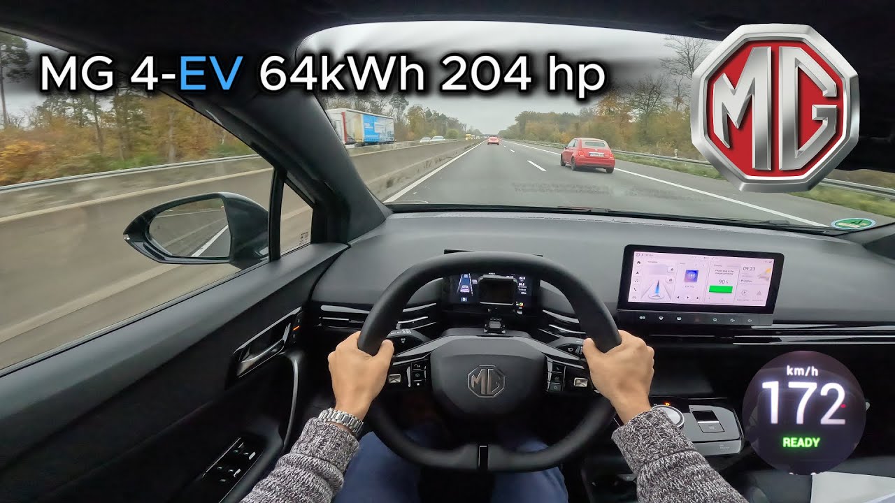 2024 MG4 - EV 64kWh (204 hp) - POV Test drive On the German Autobahn