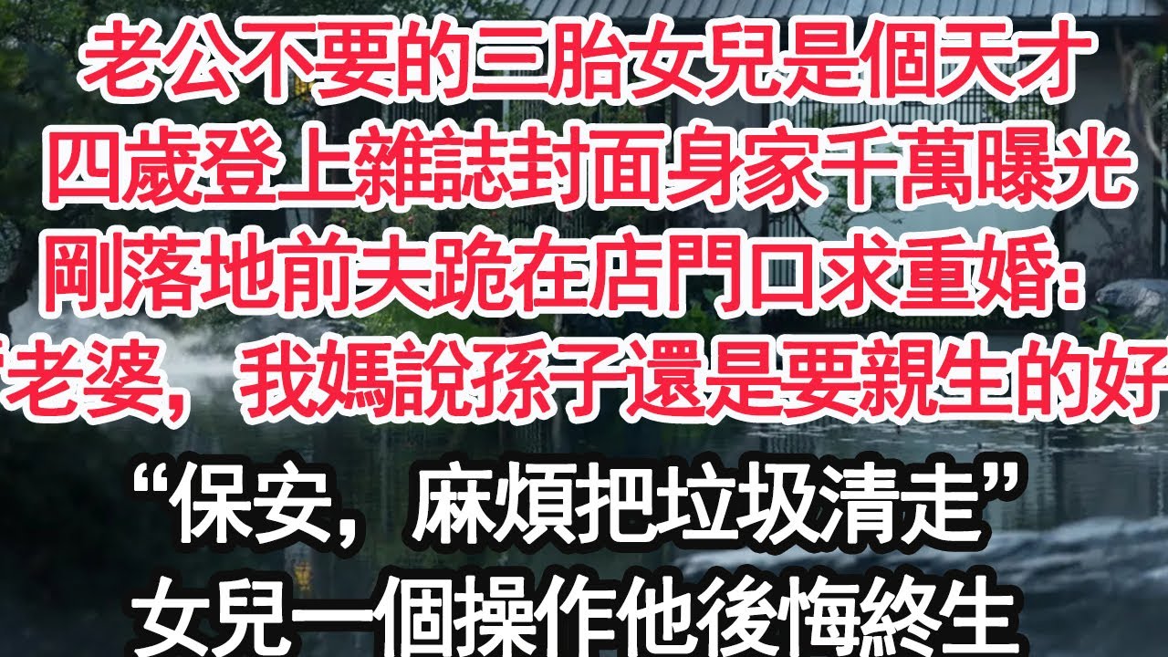 老公不要的三胎女兒是個天才，四歲登上雜誌封面身家千萬曝光，剛落地前夫跪在店門口求重婚：“老婆，我媽說孫子還是要親生的好”“保安，麻煩把垃圾清走”女兒一個操作他後悔終生【顧亞男】【大女主】【婚姻自主】