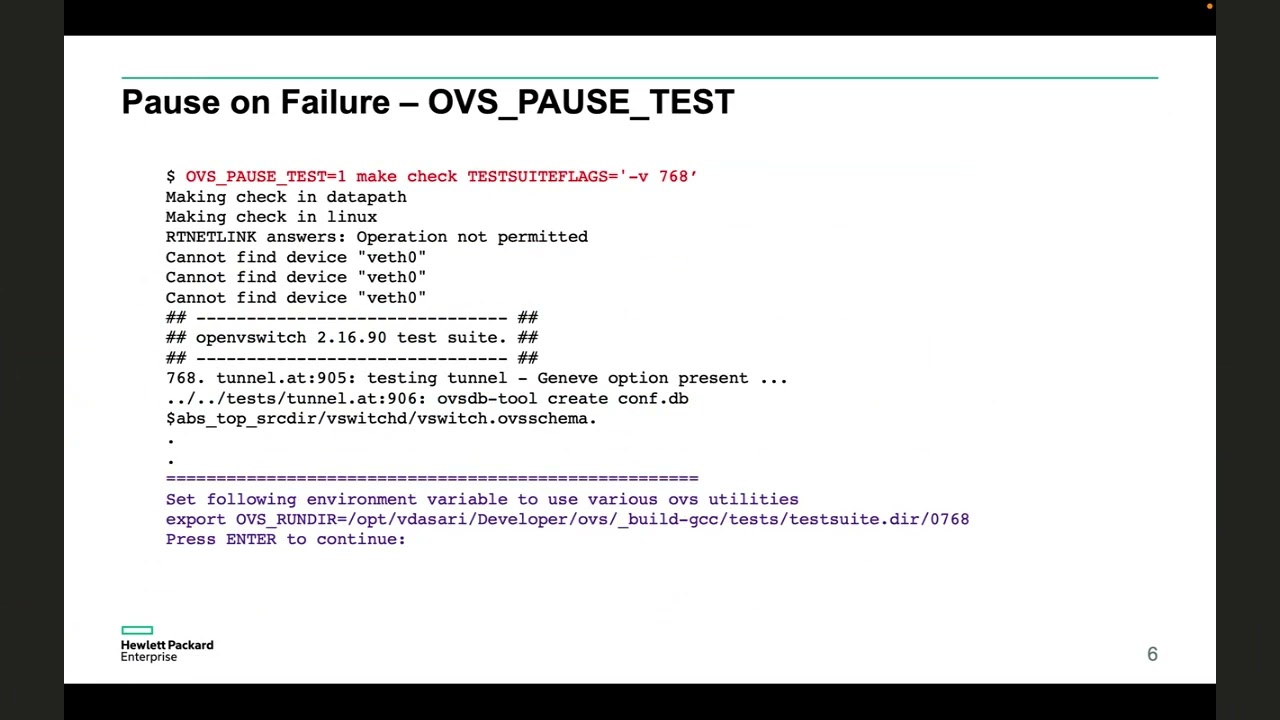 Debugging unit tests with OVS_PAUSE_TEST