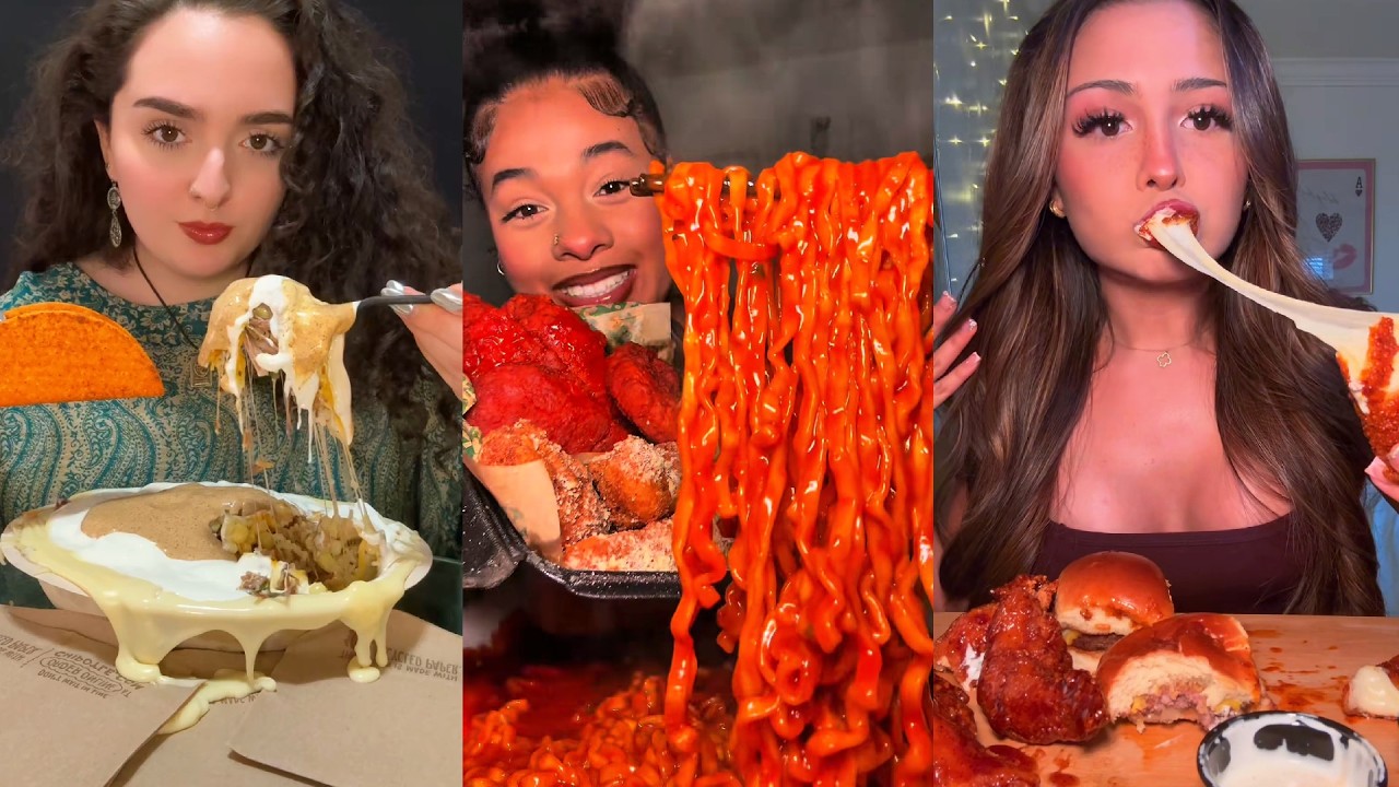 TIKTOK Mukbang Compilation | Chipotle, Wingstop, Buldak, Chili's, In-N-Out & More!