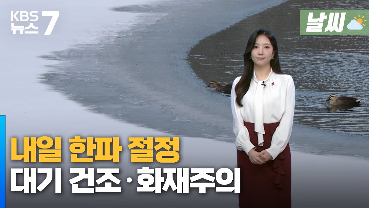 대전·세종·충남 내일 한파 절정…대기 건조·화재주의 / KBS 뉴스7 대전 세종 충남 [날씨] - 1월 29일 (목)