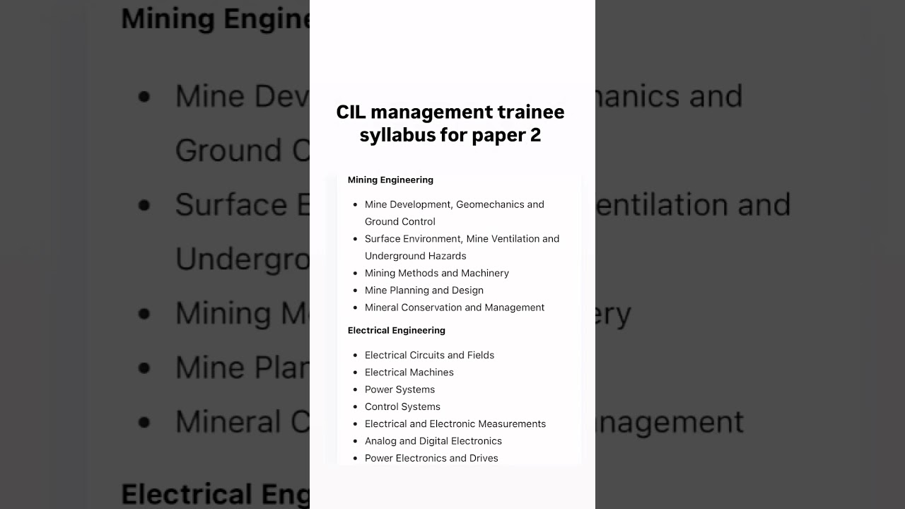CIL management trainee exam syllabus 2024 / cil mt exam syllabus #management