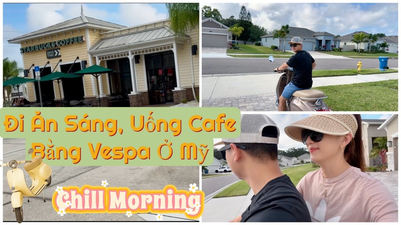Đi Cafe Sáng Bằng Chiếc Vespa 🛵 Xinh Xinh Ở Mỹ