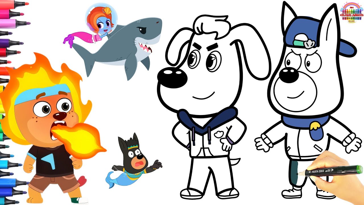 Dibuja y Colorea a SHERIFF LABRADOR  🦈 DOBBY Y SHERIFF SE CONVIERTEN EN SIRENAS 🧜‍♂️🧜‍♂️🚨 Animación
