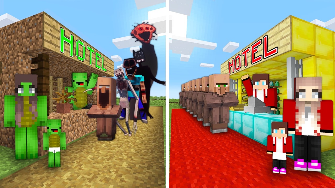 RICH vs POOR Hotel Build Challenge To Save Family in Minecraft