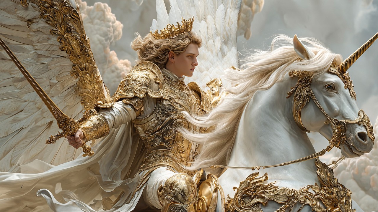 The Celestial Knight: Light and Strength Upon the Wings of Destiny, Herald of the Divine Palaces