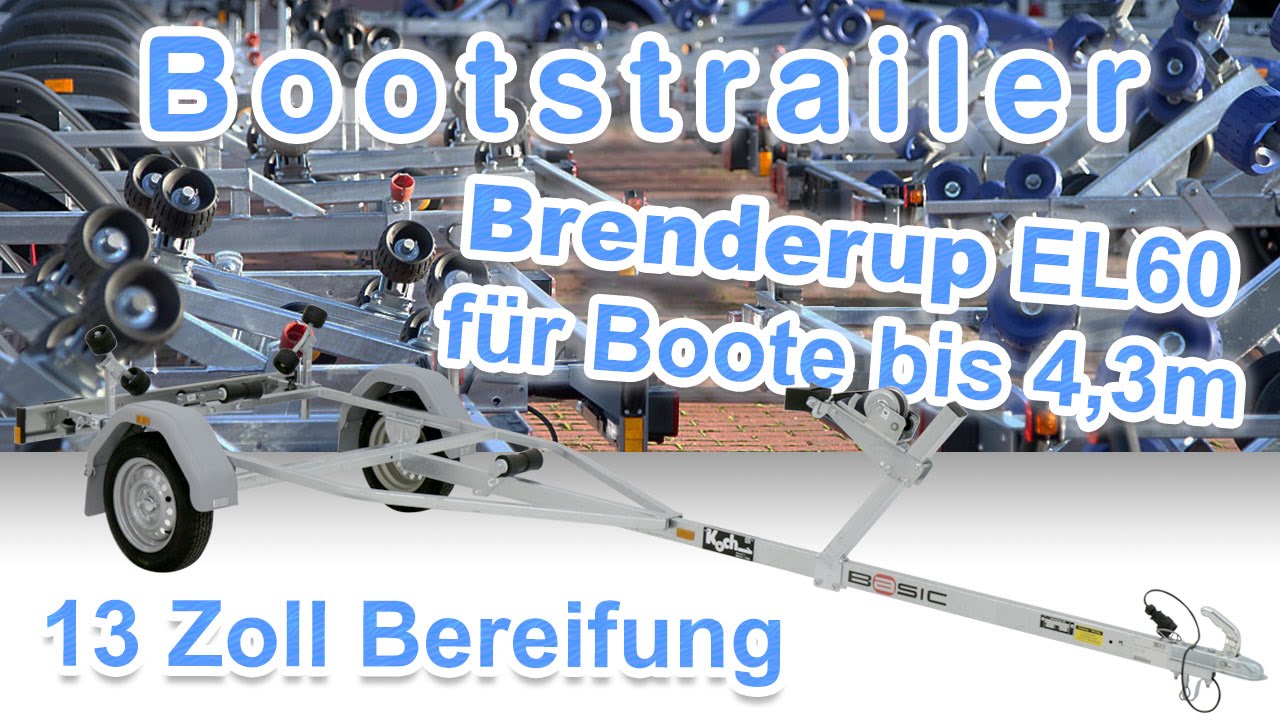 Bootstrailer BRENDERUP EL60 f&uuml;r Boote bis 4,3m 13 Zoll Bereifung KOCH PKW Anh&auml;nger Bootstransporter