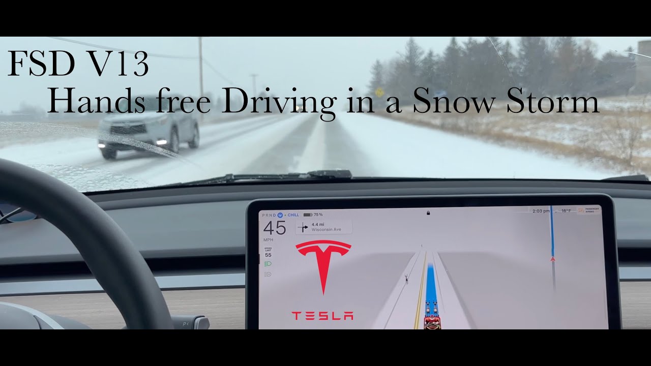 Tesla FSD V13 Can it Drive in a Snow Storm?