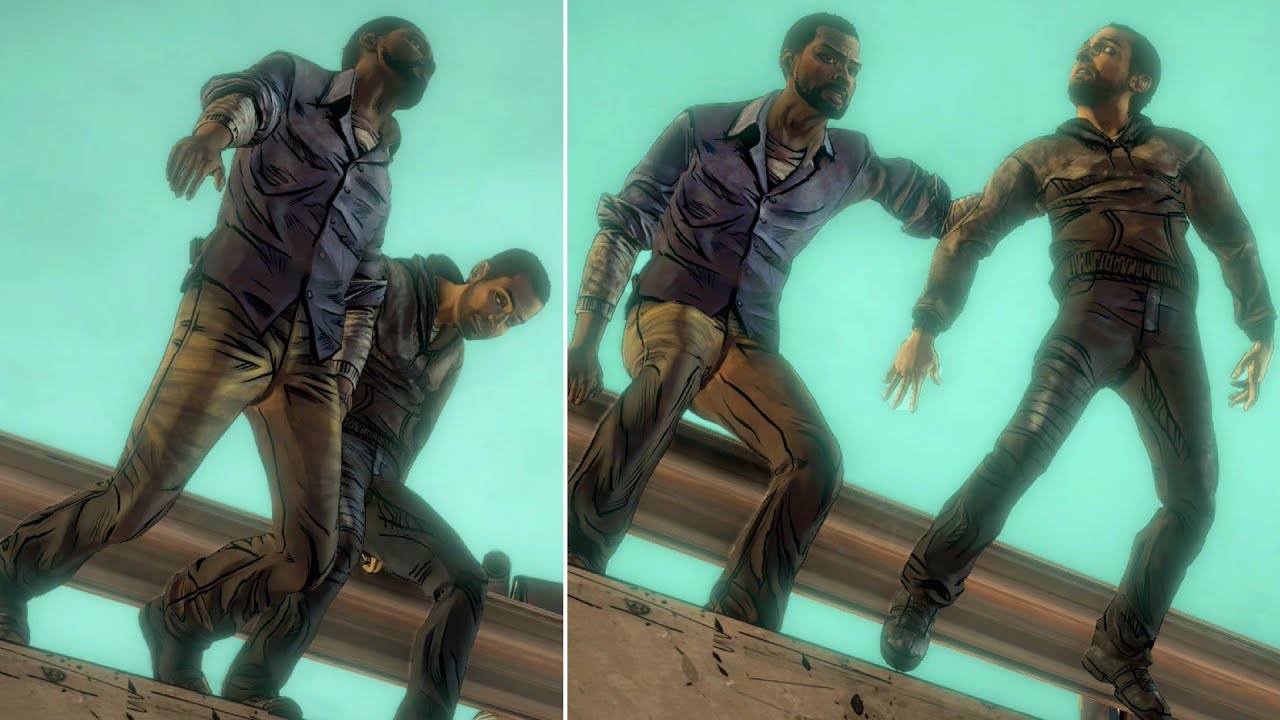 Omid Pushes Lee From The Bridge vs Lee Pushes Omid -All Choices- The Walking Dead