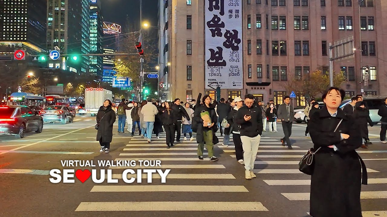 [Full Version] Seoul Evening Walk in Gwanghwamun, Insa-dong, Euljiro Street, South Korea, Travel, 4K