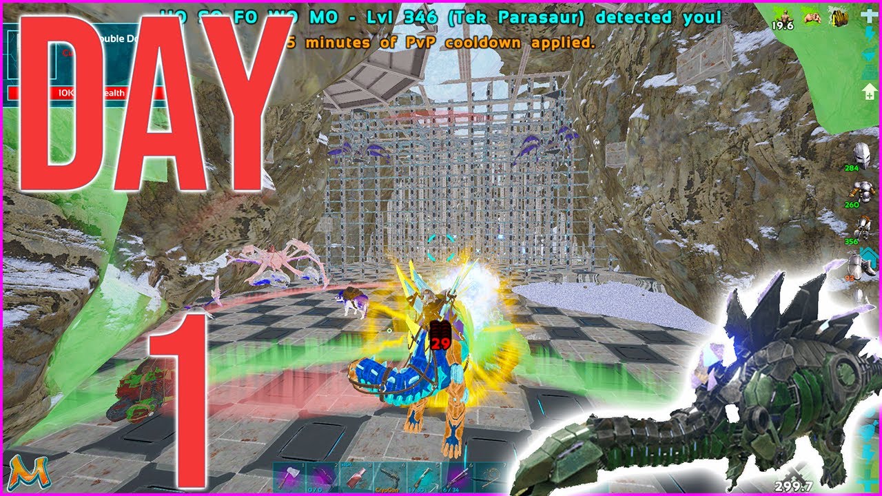 MESA || SOLO Claiming Small under water Raid ICE WATERFALL Base 1000 POPULATION server base building