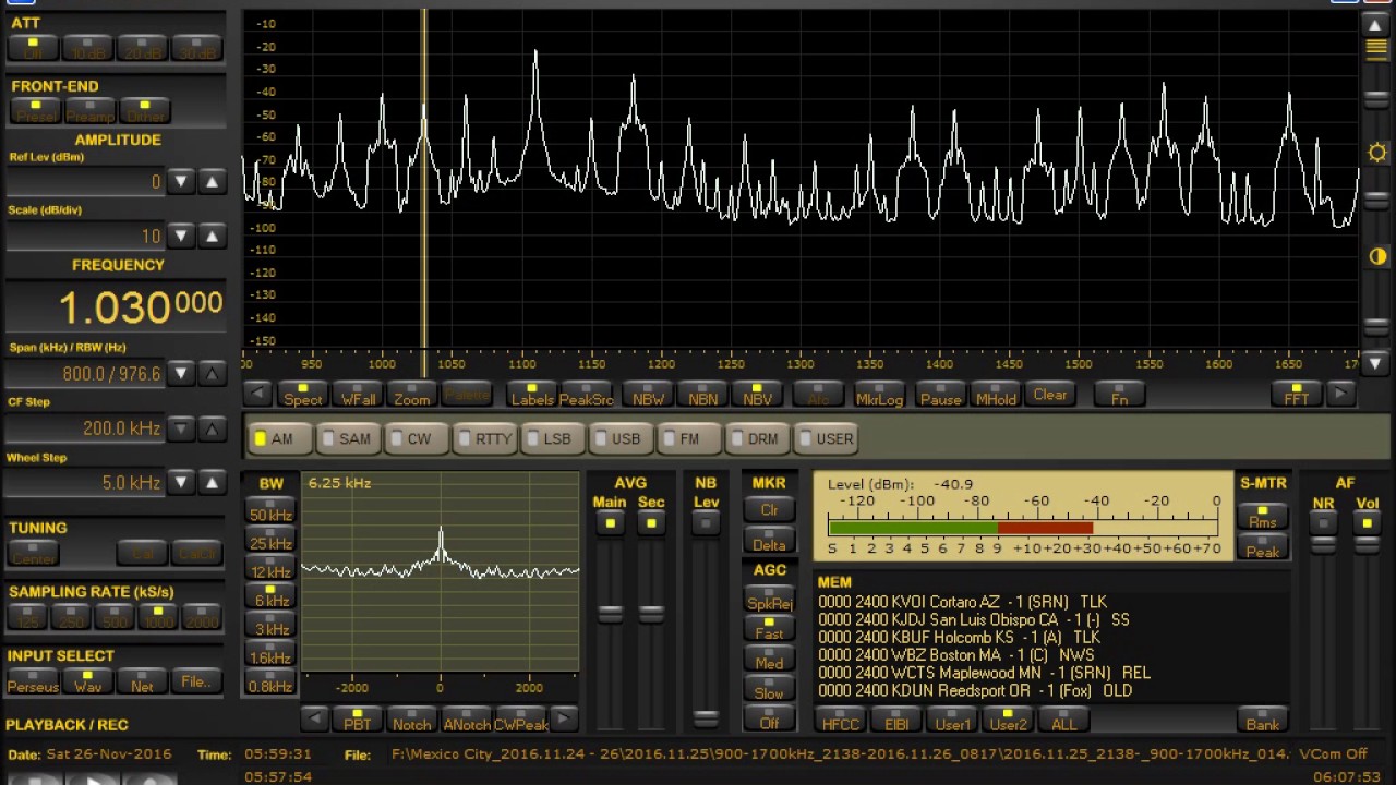 XEQR-Radio Centro (Mexico) 1030kHz 11/25/16 23:58~ (CST) - National Anthem & Full ID