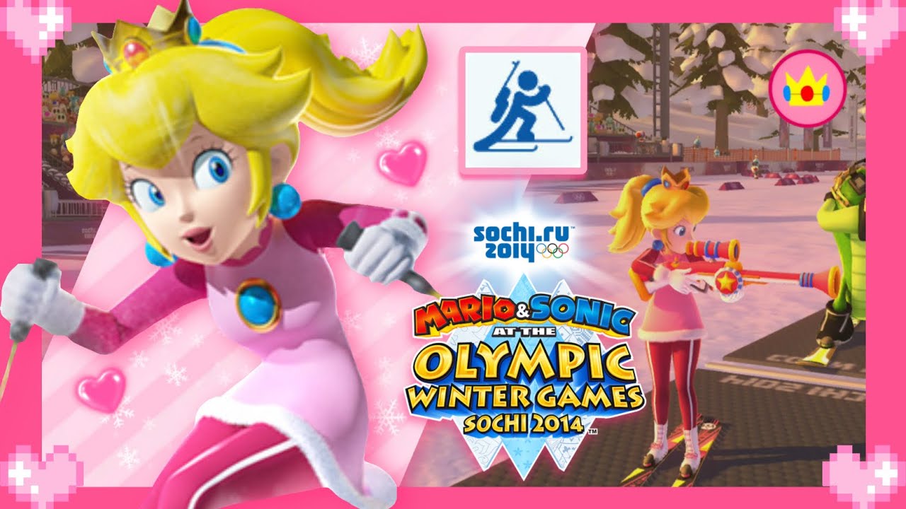 💗 Mario & Sonic at the Sochi 2014 Olympic Winter Games (Biathlon) - Peach Gameplay 💗