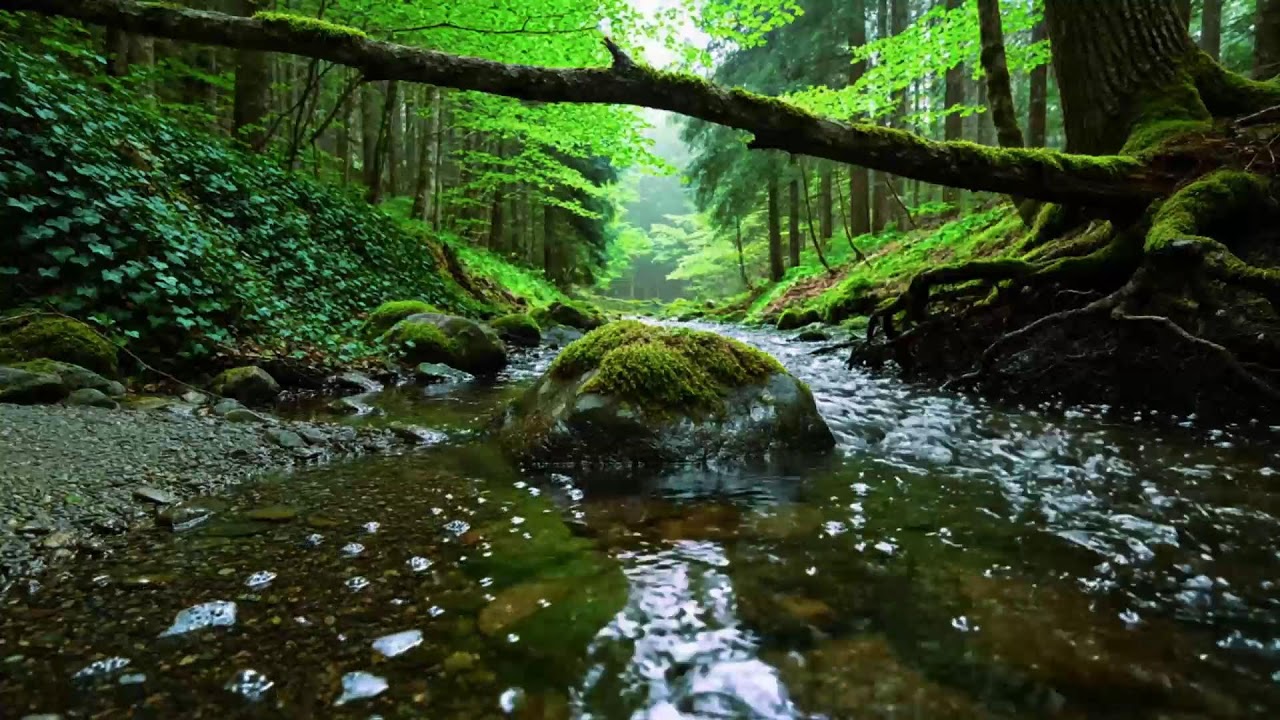 Calming Forest Ambience 🌿 River Flowing Birds Chirping in Hidden Forest Ambience for Rest Medicine