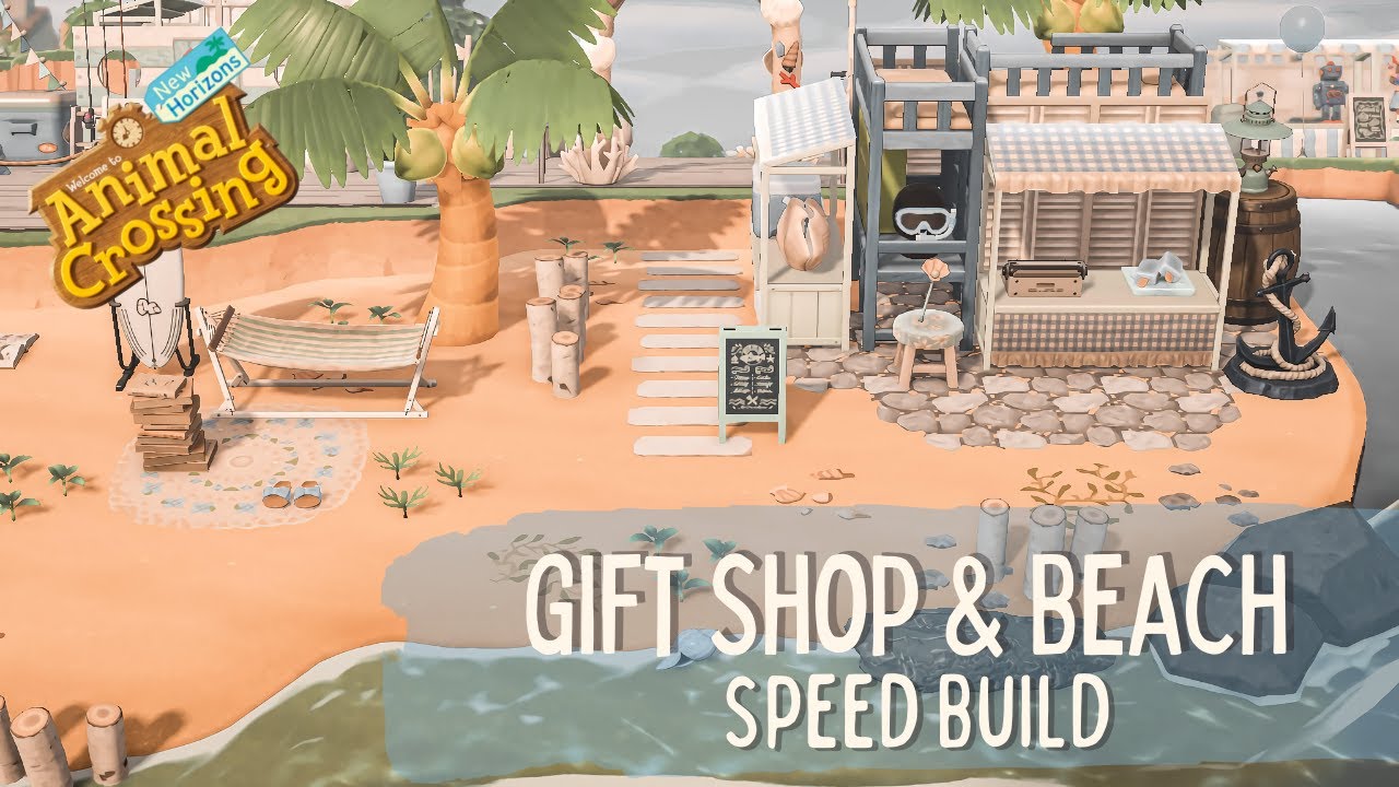 A Seaside Gift Shop & Beach Decorating Speed Build // Animal Crossing New  Horizons