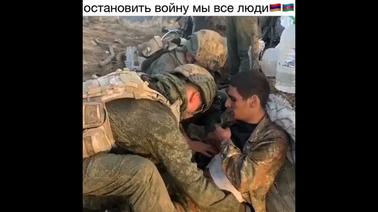 Respect &hearts;️ Azerbaijani soldiers help a wounded Armenian soldier