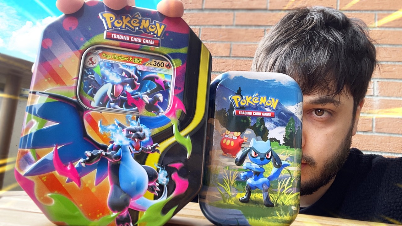 APRO la TIN di MEGA CHARIZARD X EX e una MINI TIN di Pokémon ASCESA EROICA