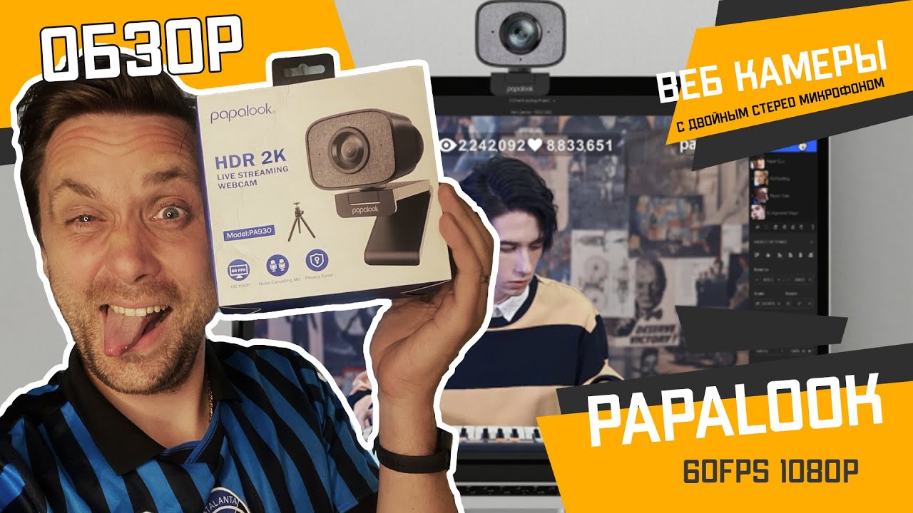 Обзор Веб-камеры PAPALOOK | 60FPS 1080P для ПК | PA930 2K  двойным стерео микрофоном 90 градусов